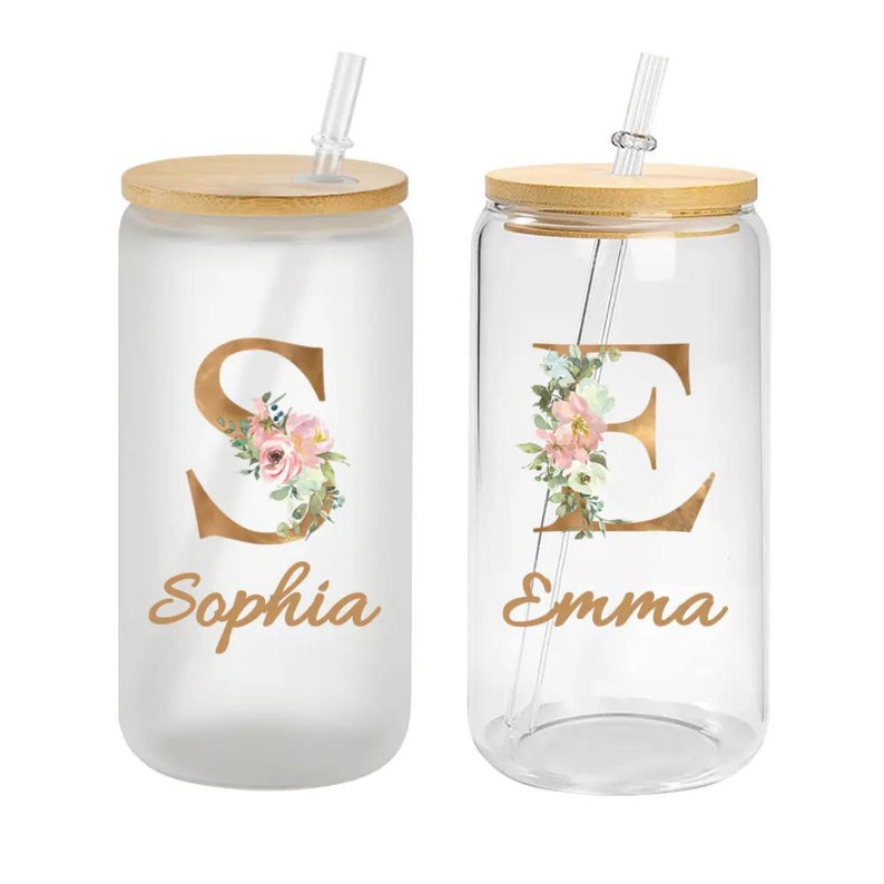 Floral Coffee Cup with Custom Name/Initial
