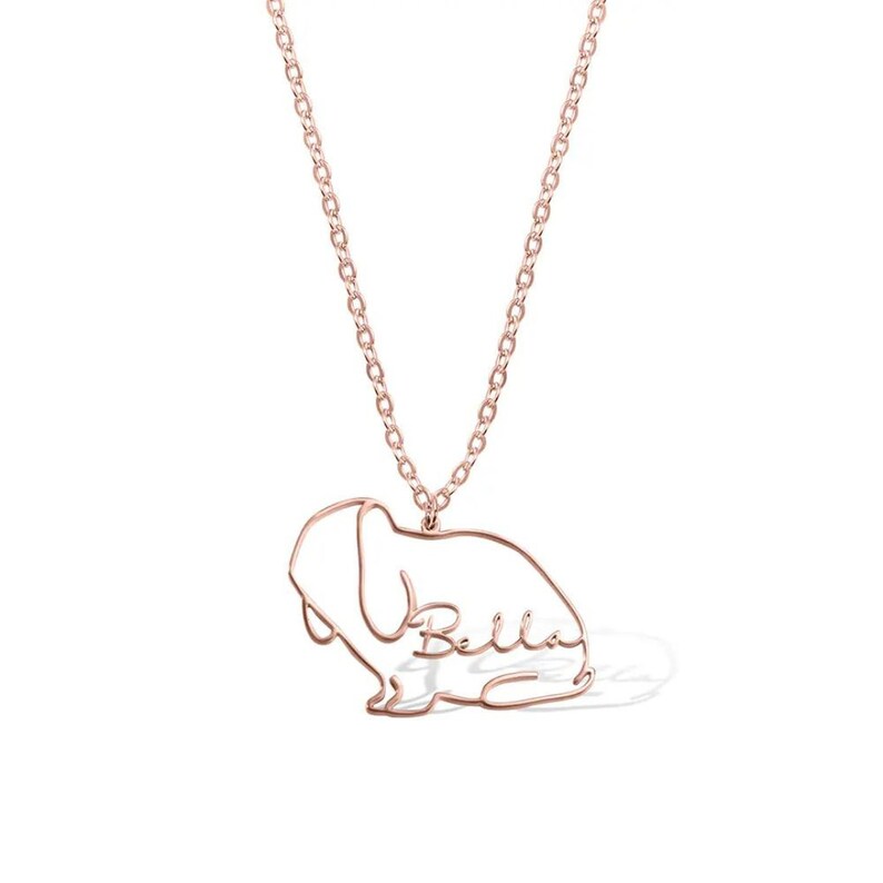 Animal Line Drawing Necklace with Custom Name
