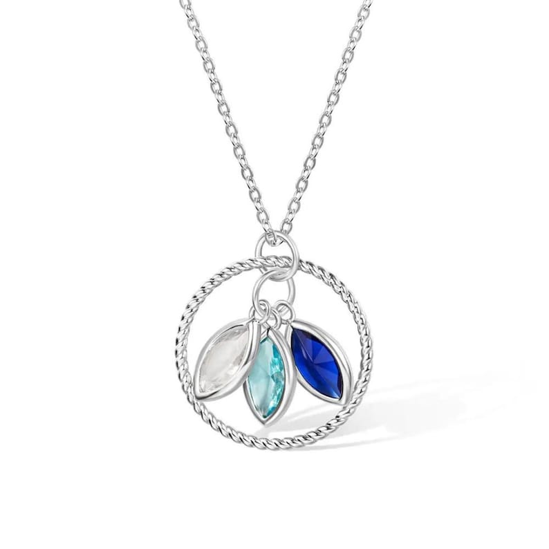 Custom Family Birthstones Circle Pendant Necklace