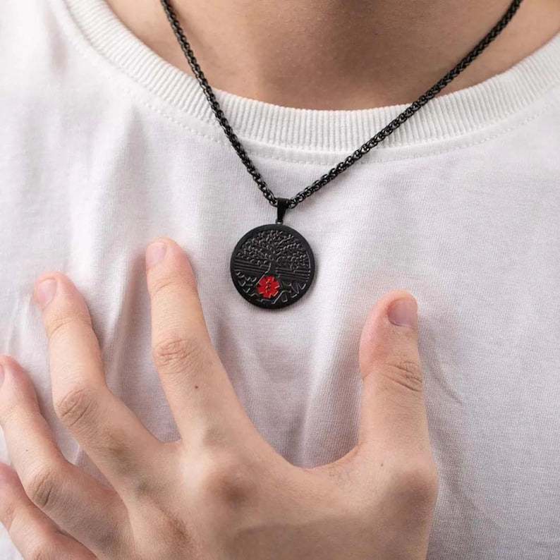 Personalized Medical Alert Necklace - Life Tree Design