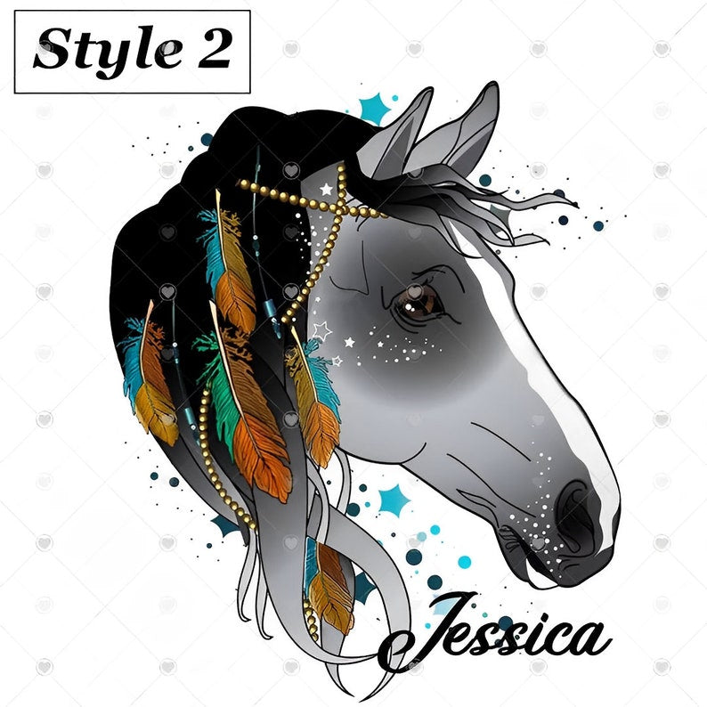 Customized Water Bottle with Graphic Horse Art