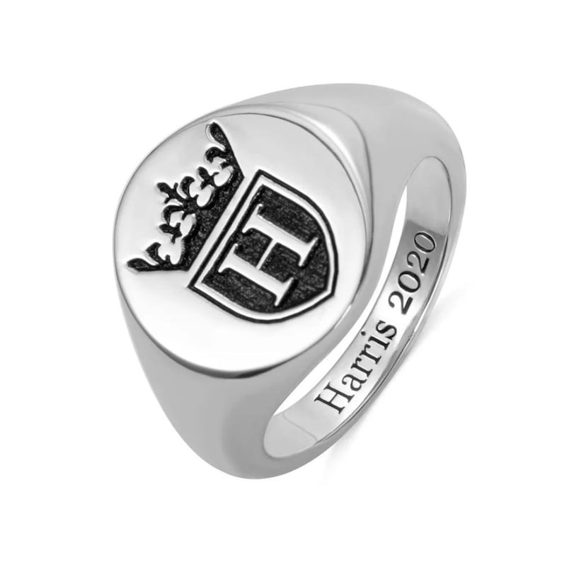 Customized Engraved Crown Signet Ring