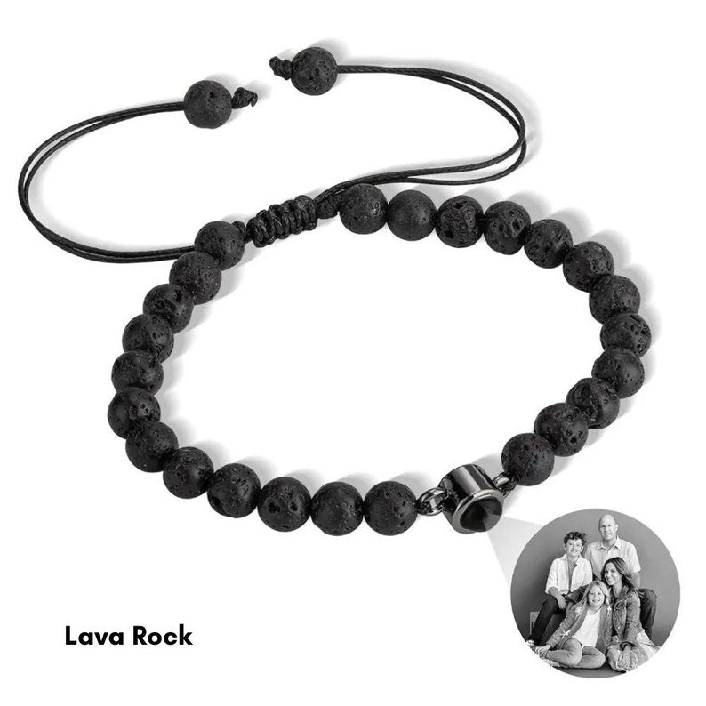Custom Photo Projection Natural Stone Beaded Bracelet