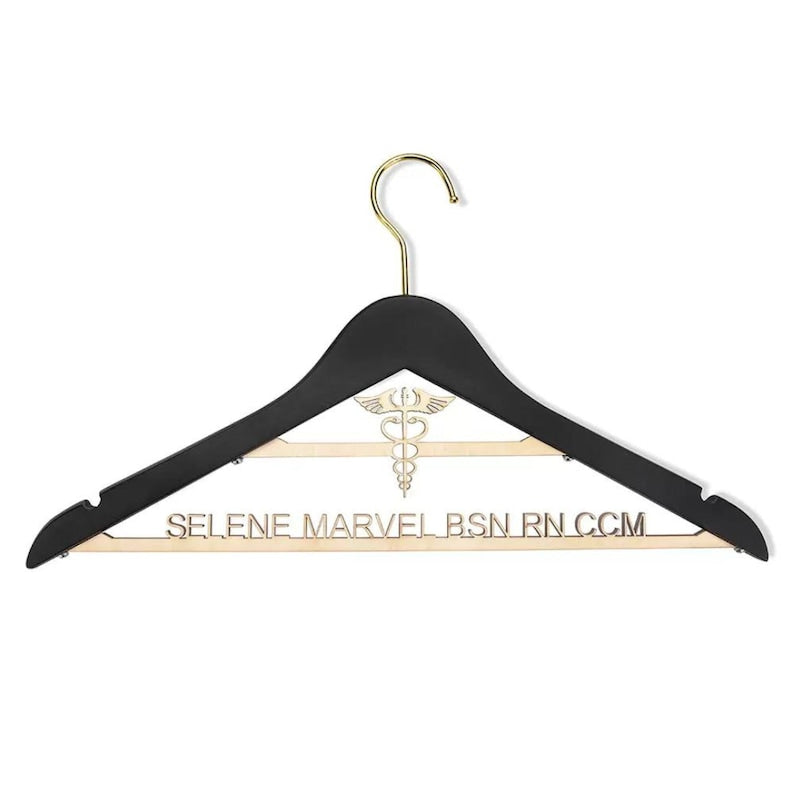 Personalized White Coat Hanger with Caduceus Medical Symbol