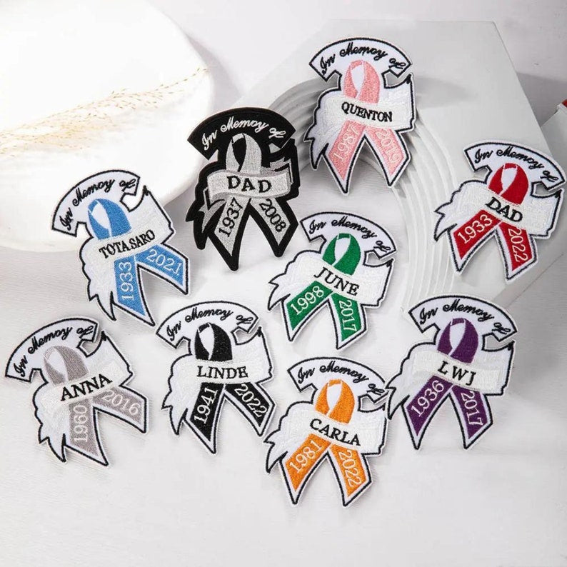 Personalized Embroidered Memorial Ribbon Patch