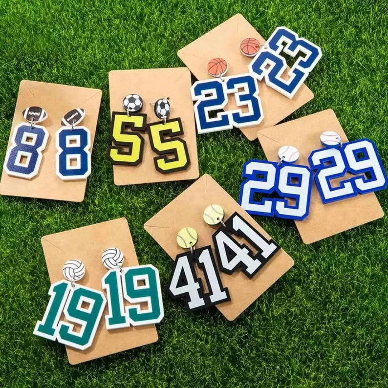 Customized Sports Number Earrings
