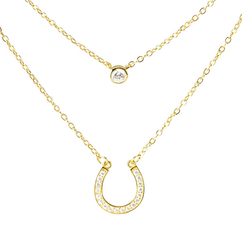Horseshoe with Cubic Zirconia Layered Necklace