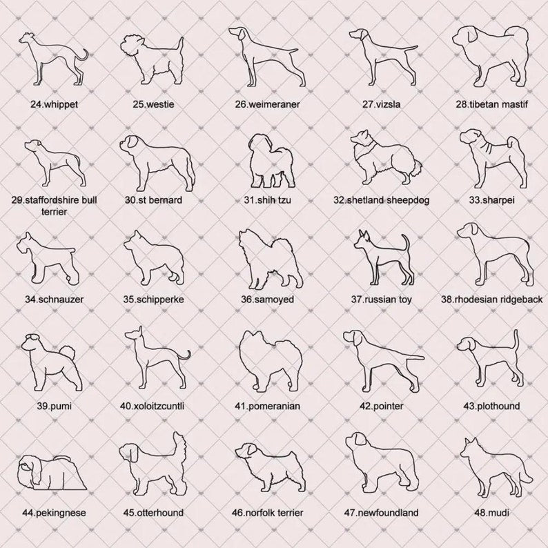 Personalized Dog/Cat Breed Silhouette Line Drawing Necklace