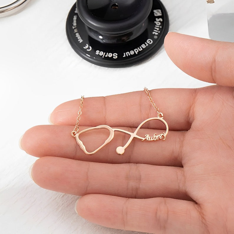Custom Stethoscope Infinity Name Necklace