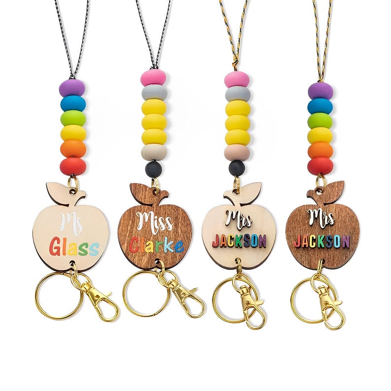 Personalized Lanyard with Wooden Beads