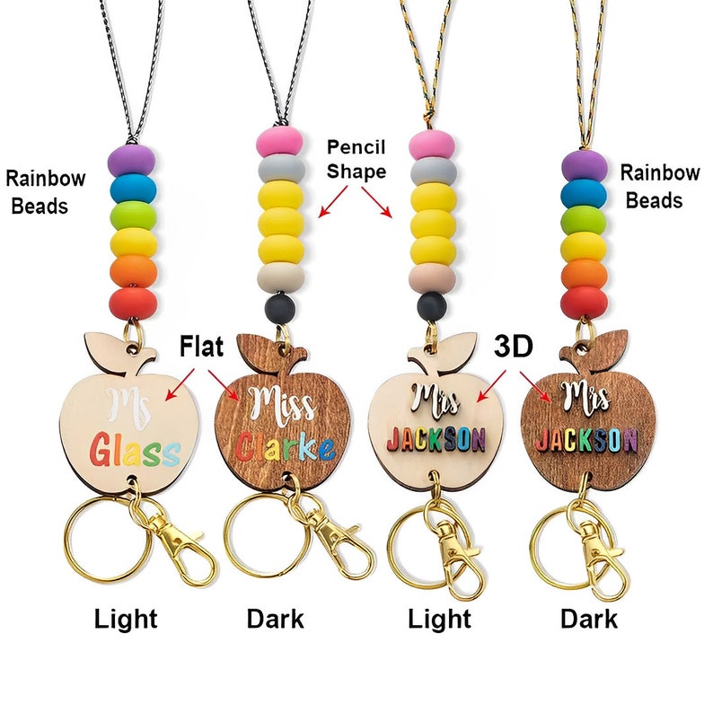 Personalized Lanyard with Wooden Beads