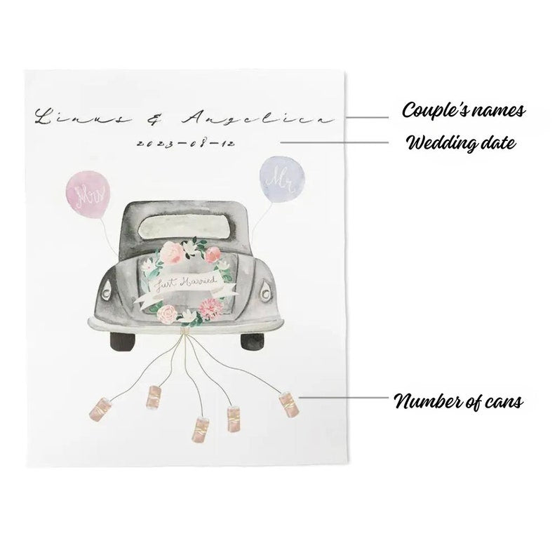 Personalized Wedding Car Canvas Poster