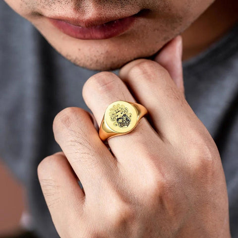 Personalized Sterling Silver Crest Signet Ring