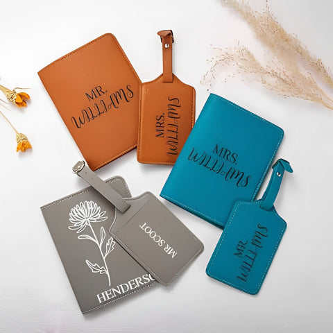 Personalized Birthflower Luggage Tag with Passport Cover