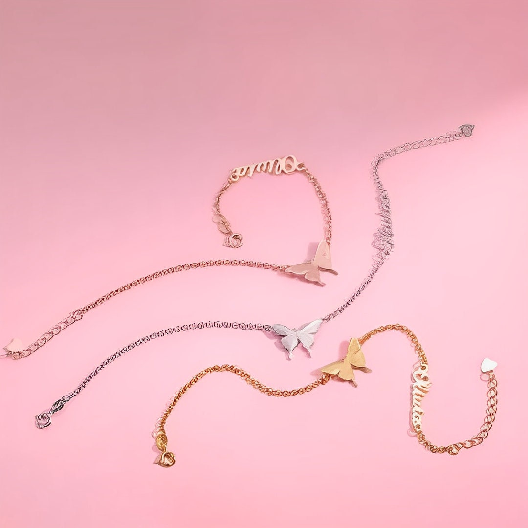 Butterfly Anklet with Personalized Name