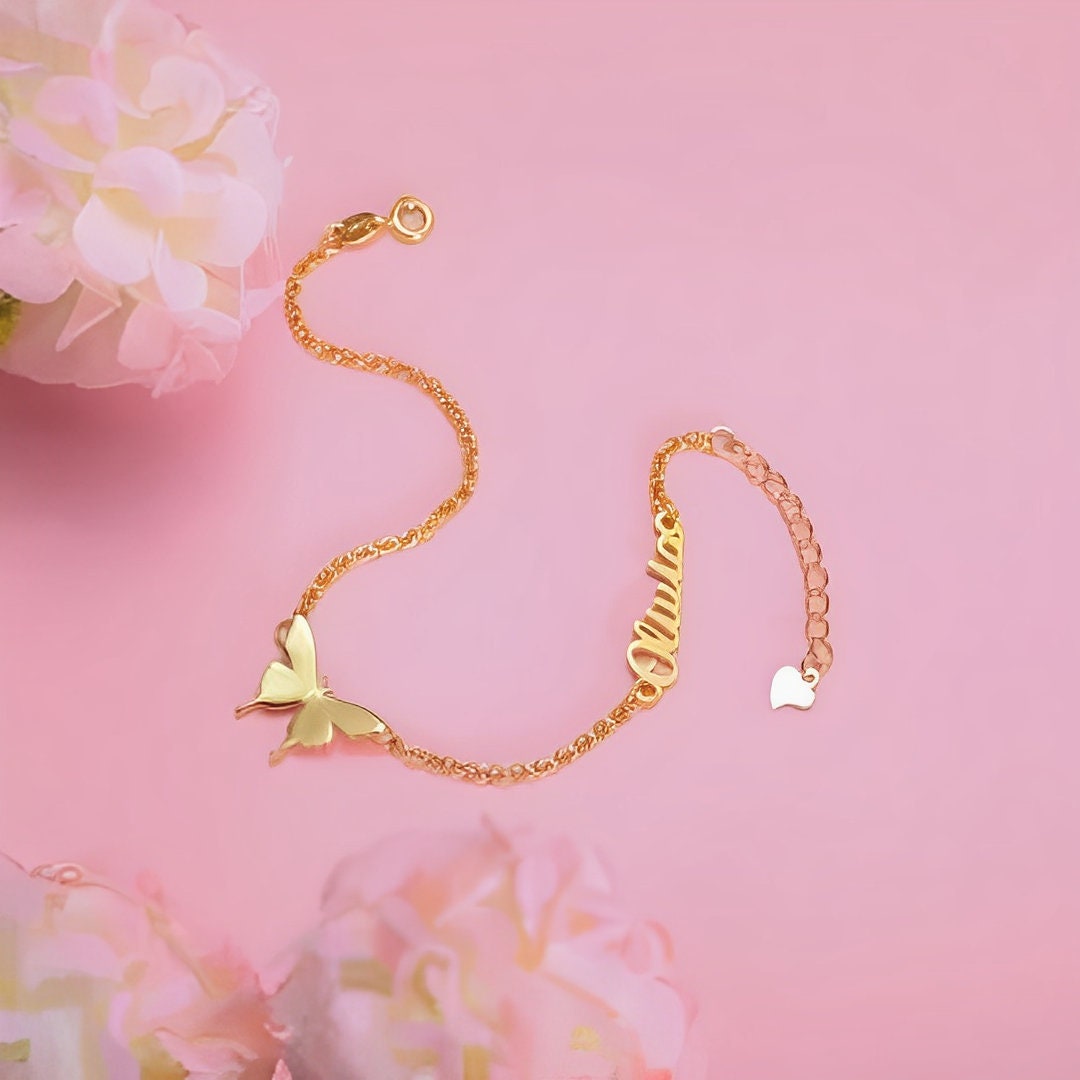 Butterfly Anklet with Personalized Name
