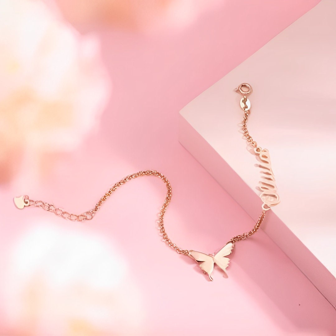 Butterfly Anklet with Personalized Name