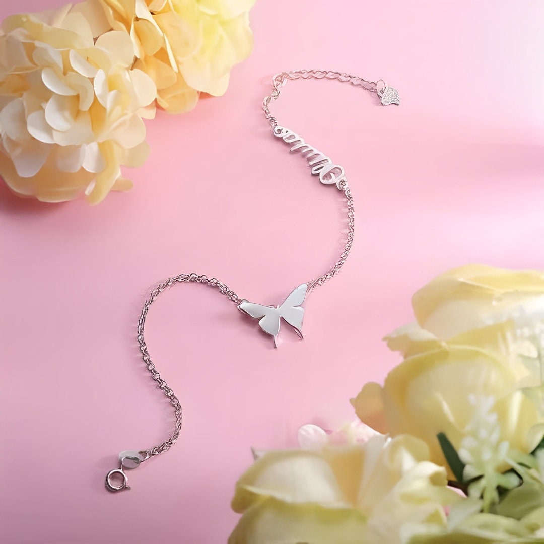Butterfly Anklet with Personalized Name