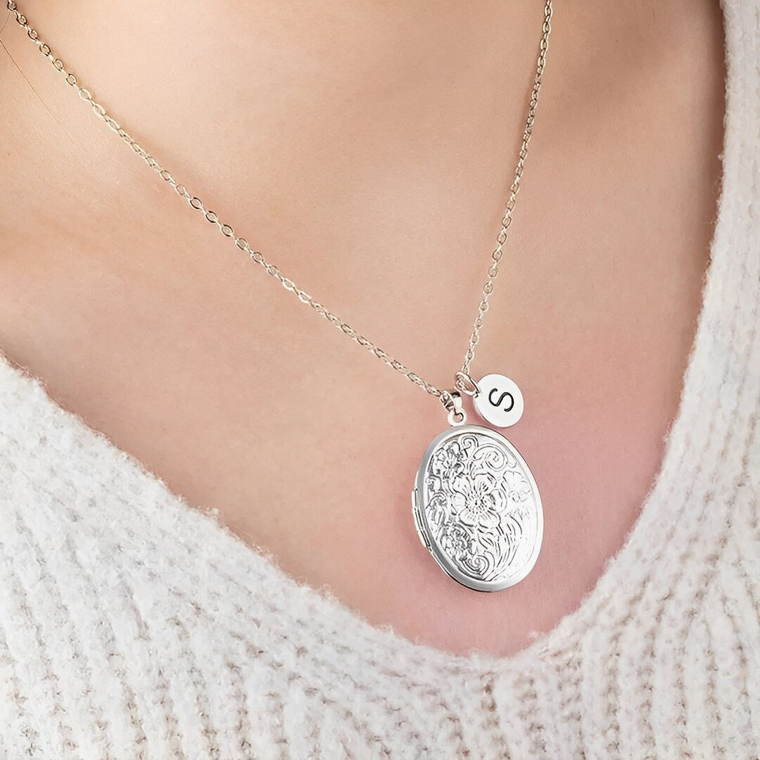 Custom Flower Locket Necklace