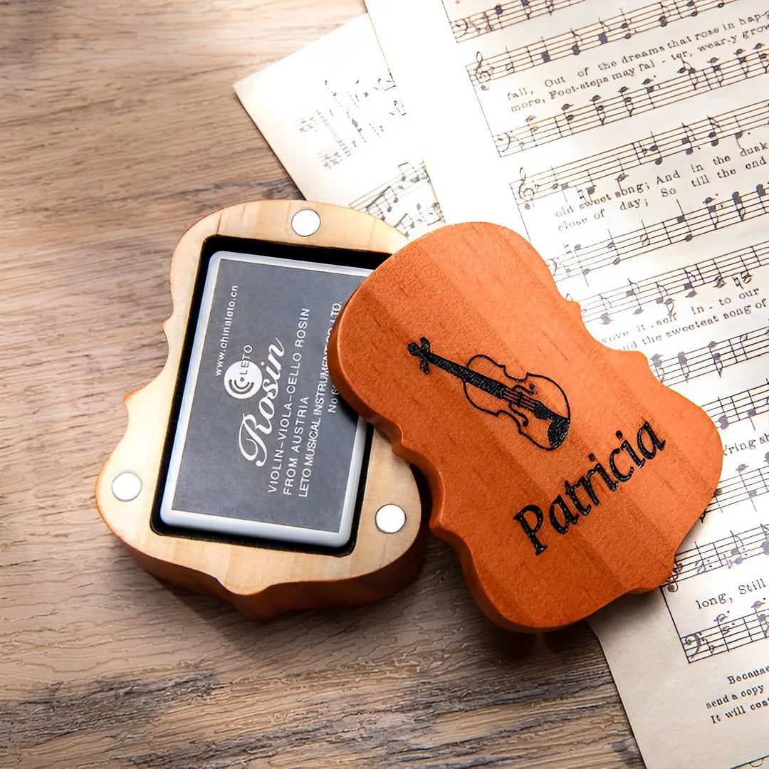 Personalized Wooden Violin Rosin Box with Name