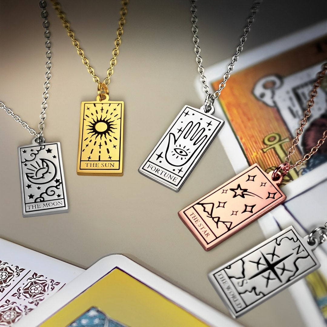 Tarot Card Necklace with Custom Name