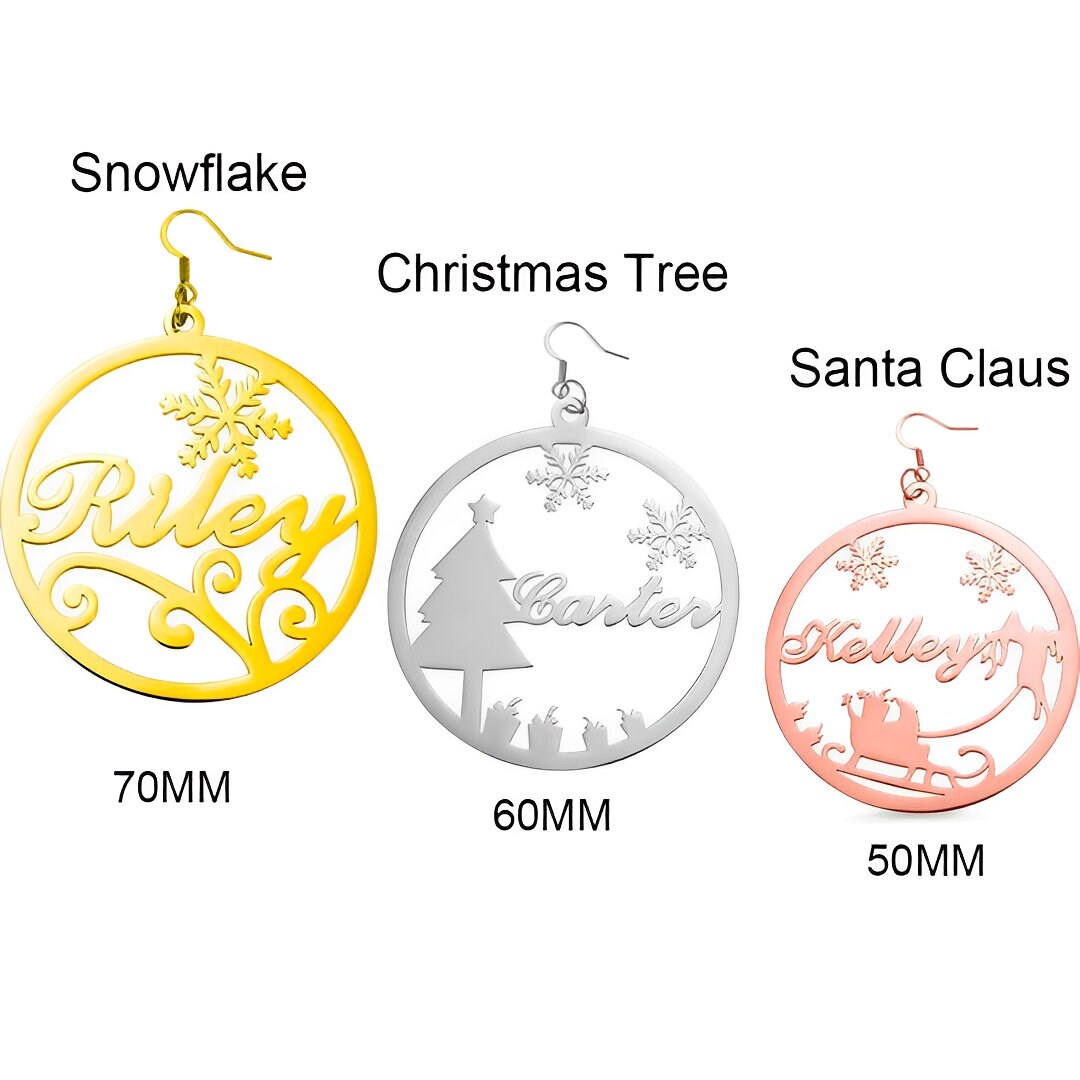 Personalized Christmas Hoop Earrings