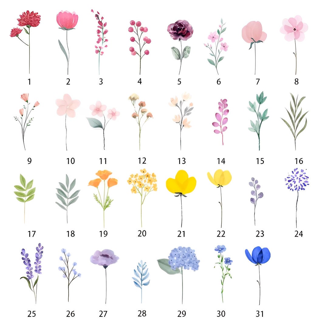 Custom Family Names Watercolor Flowers