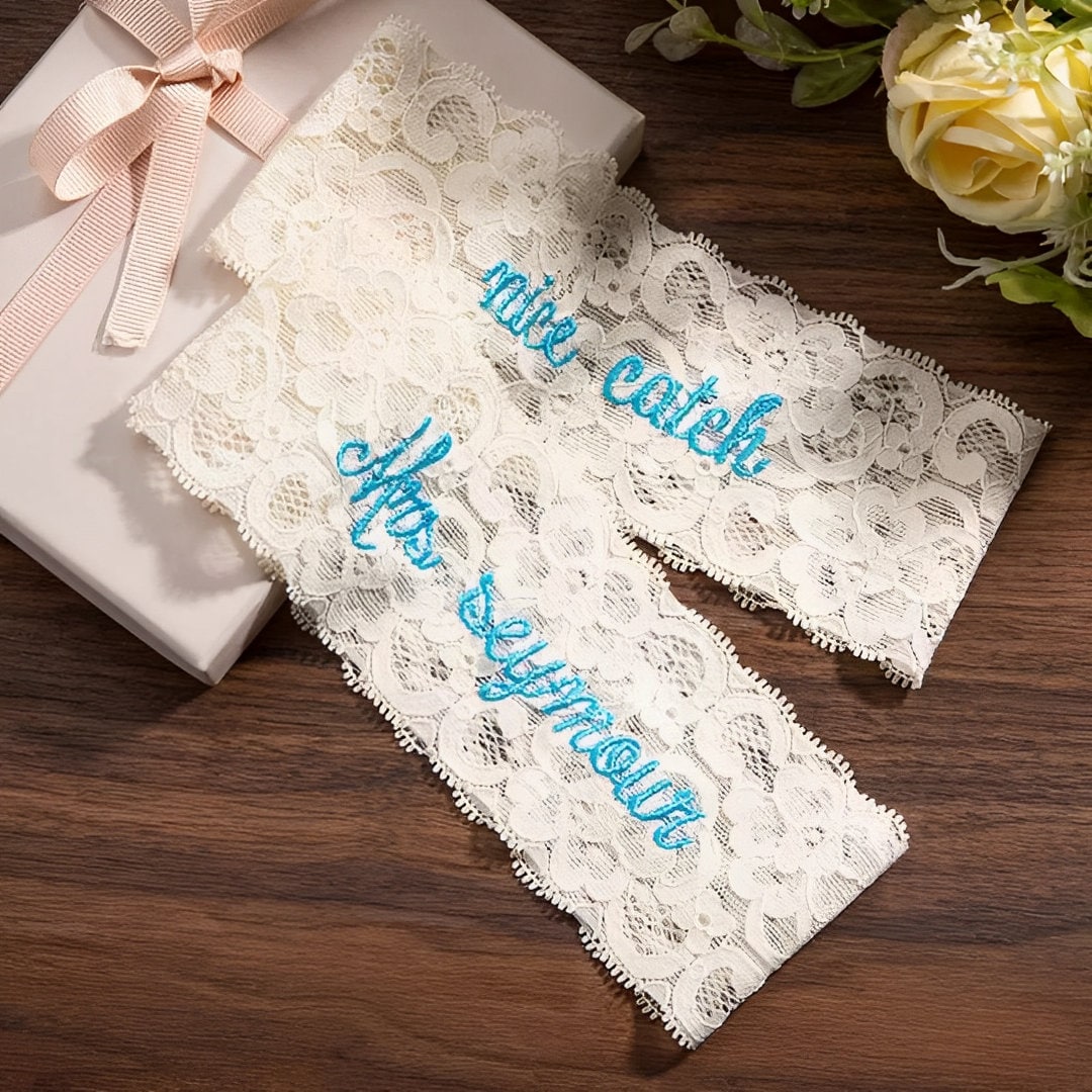 Personalized Embroidered Lace Wedding Garter