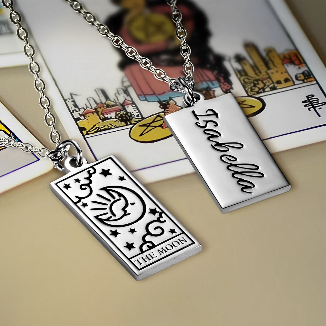 Tarot Card Necklace with Custom Name