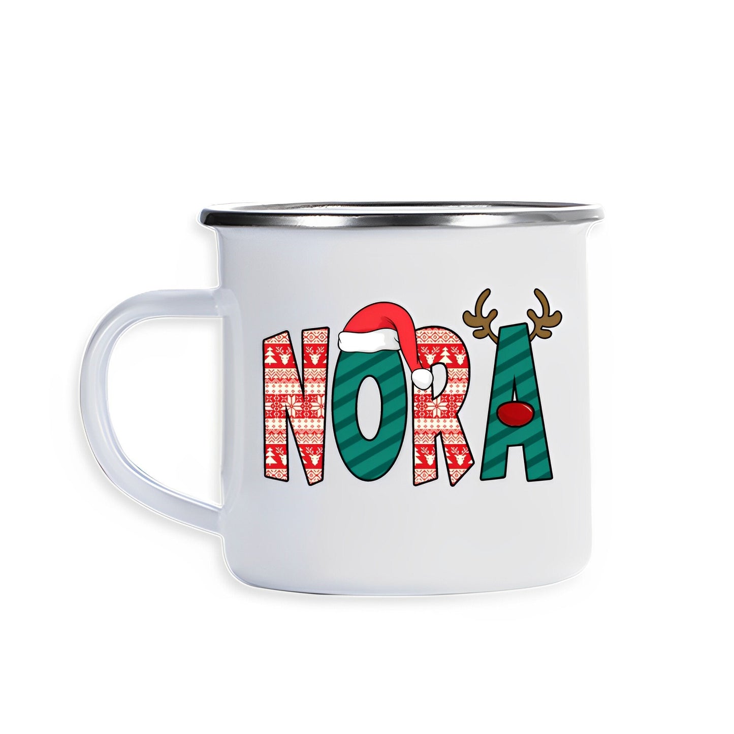Custom Name Christmas Mug with Enamel Coating