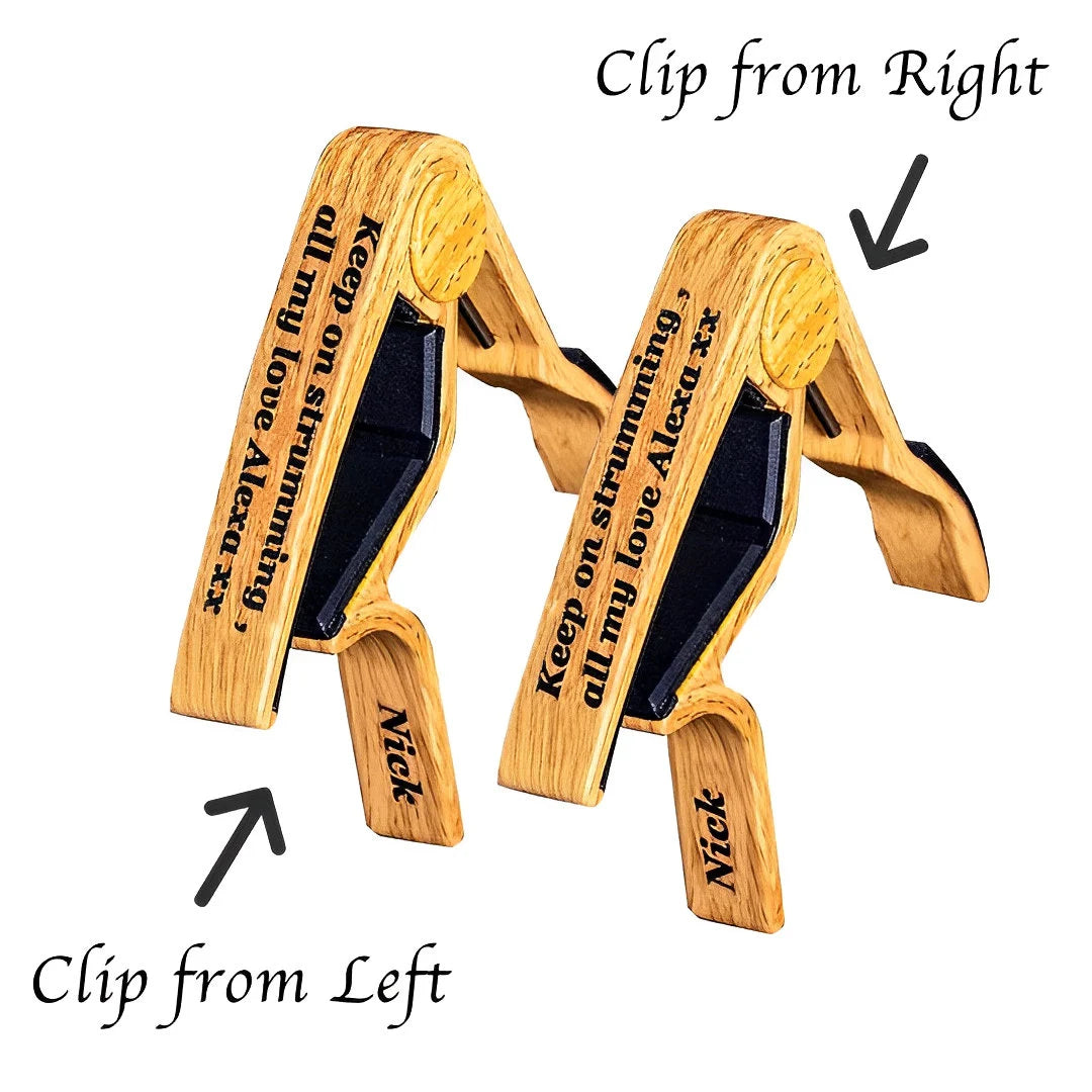 Wooden Guitar Capo with Custom Text Engraved
