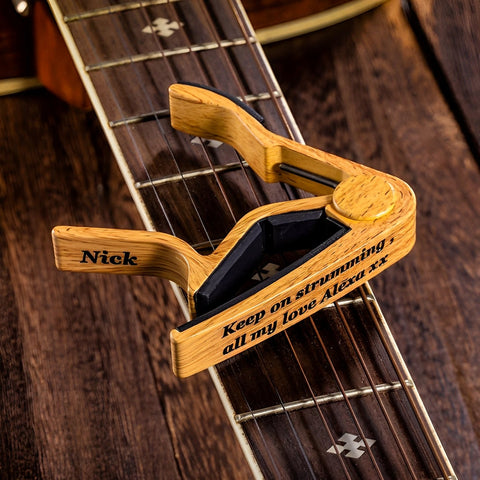 Wooden Guitar Capo with Custom Text Engraved