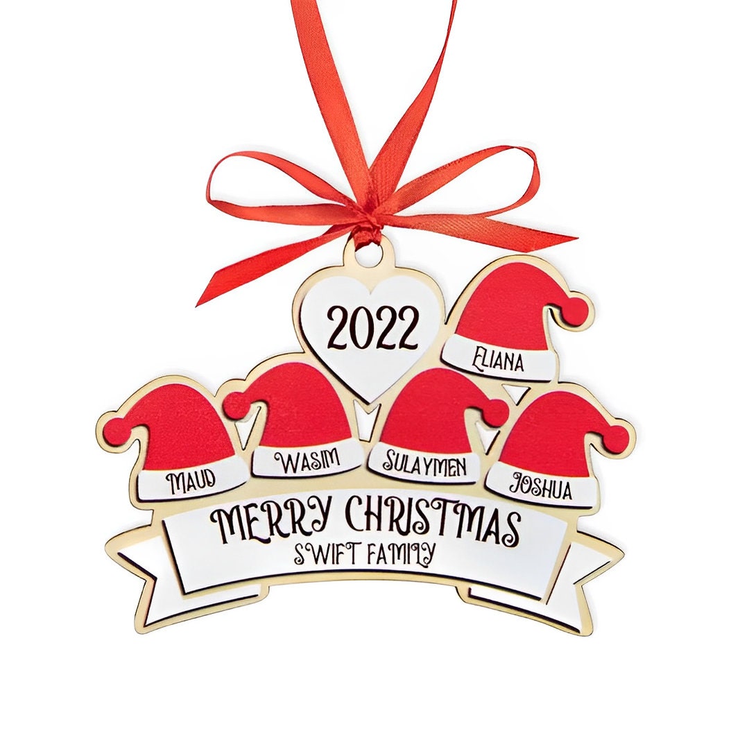 Personalized Family Christmas Ornament Santa Hat