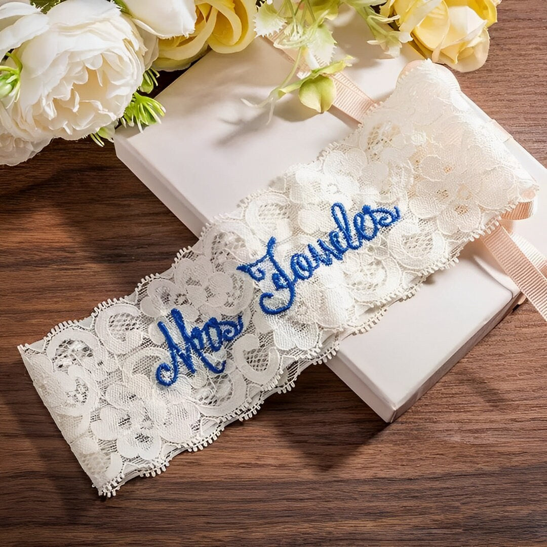 Personalized Embroidered Lace Wedding Garter