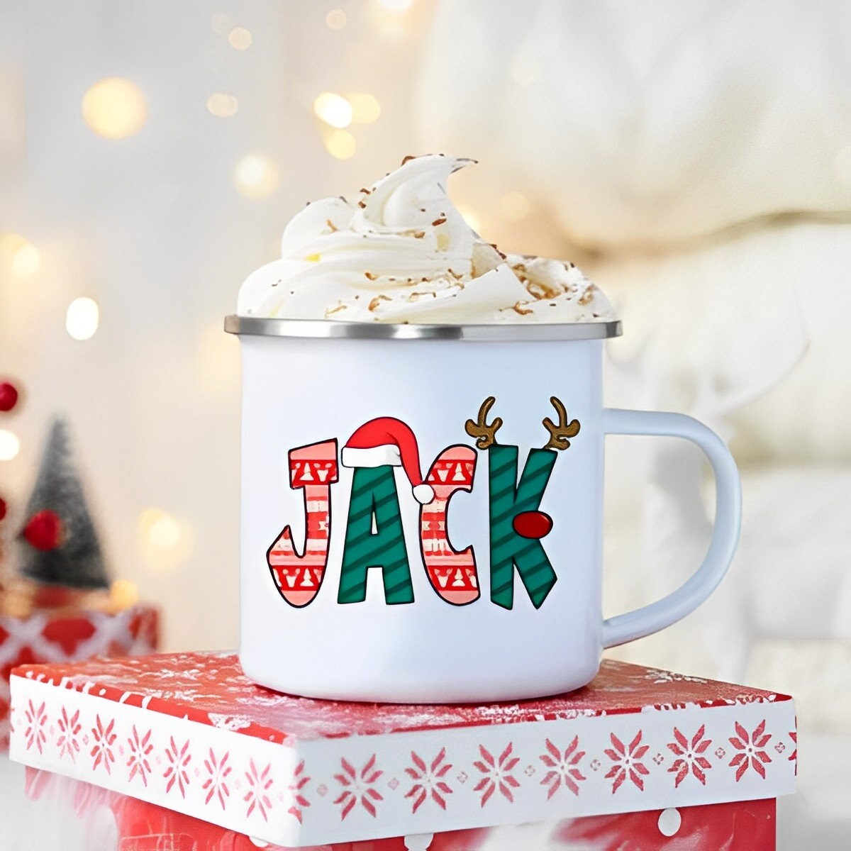 Custom Name Christmas Mug with Enamel Coating