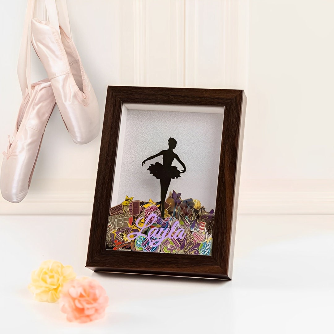 Personalized Dance Pins and Medals Display Box with Custom Name + Dance Pose