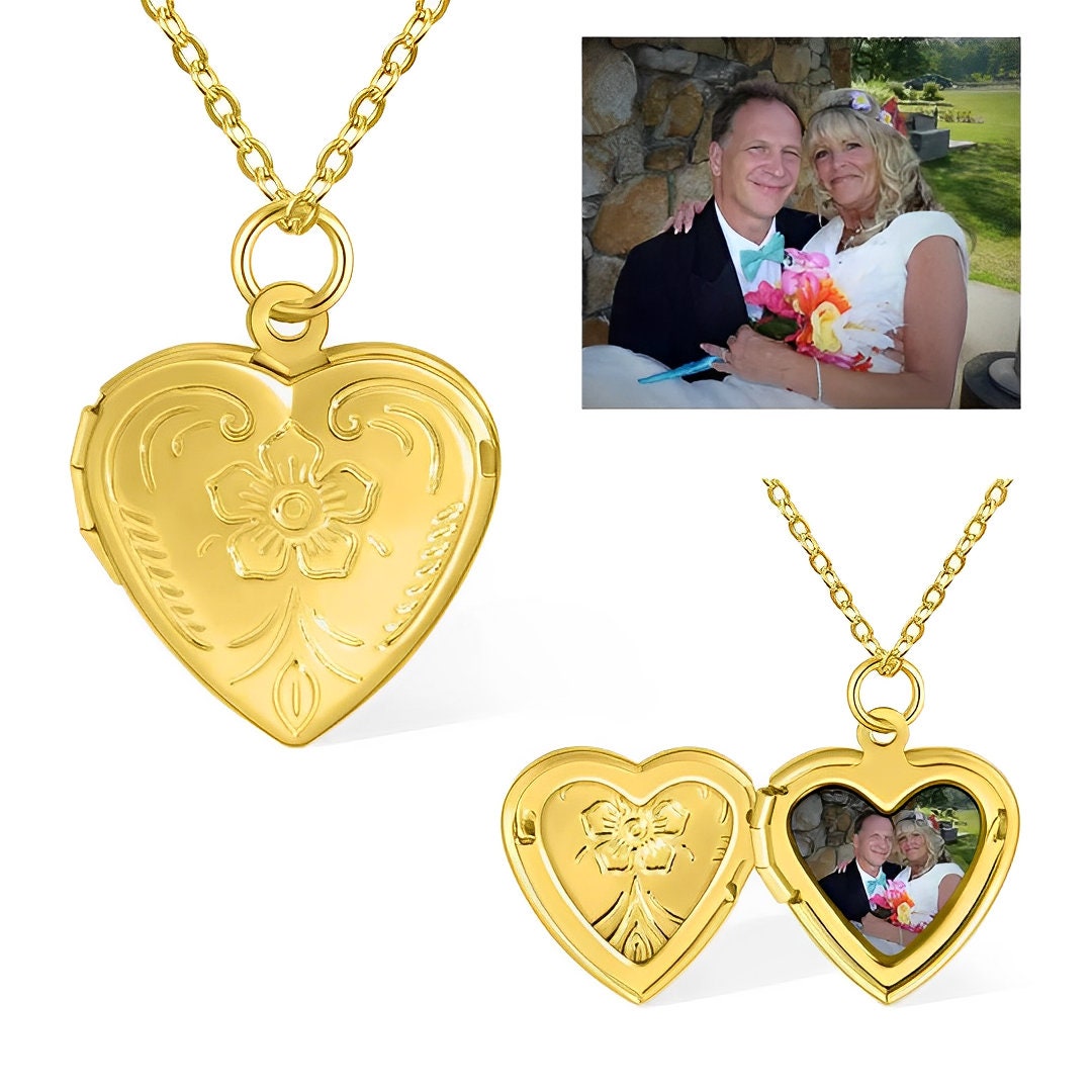 Heart Locket Necklace with Custom Photo