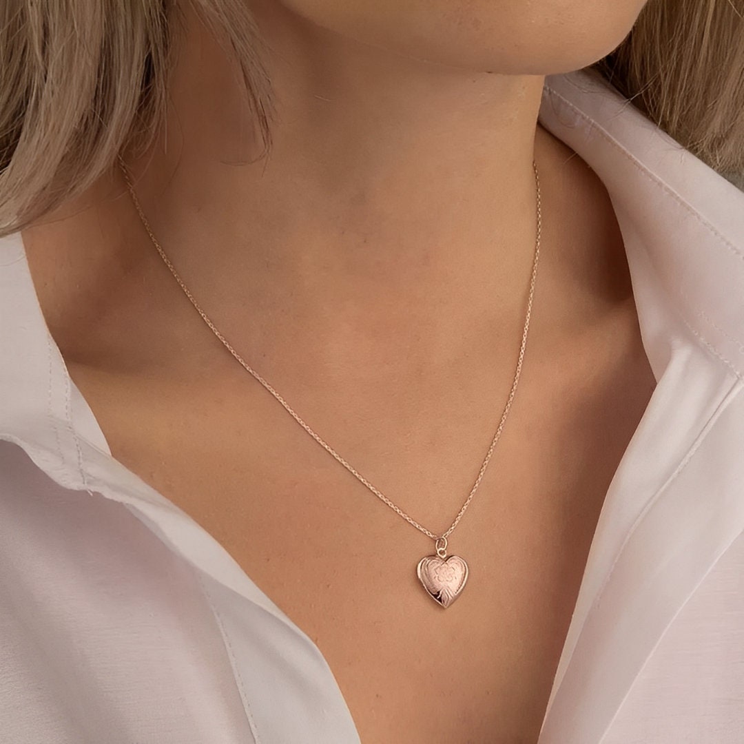 Heart Locket Necklace with Custom Photo