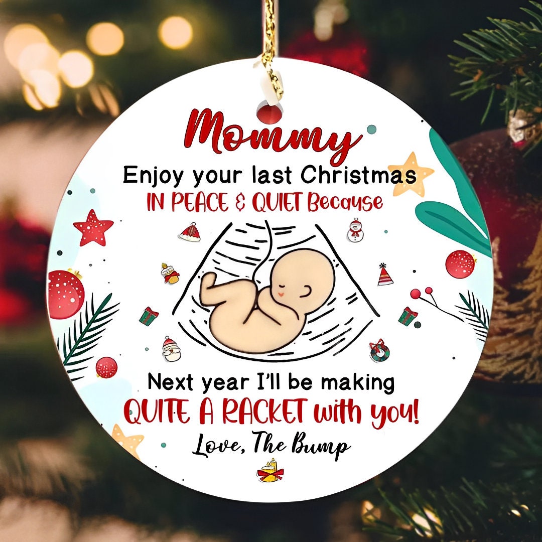 Custom Photo Pregnancy Announcement Christmas Gift