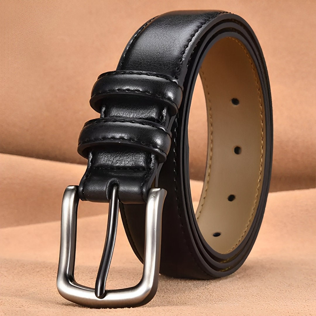 Personalized Engraved Leather Belt for Men with Custom Message & Initials