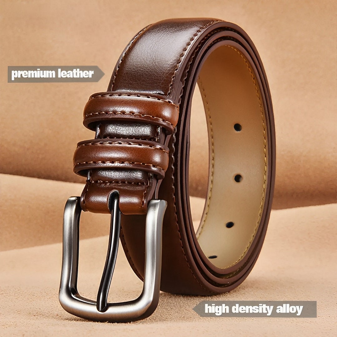 Personalized Engraved Leather Belt for Men with Custom Message & Initials