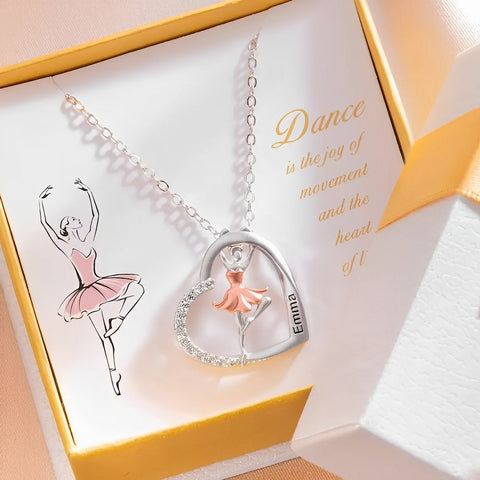 Ballerinahalsband med hjärta och namn