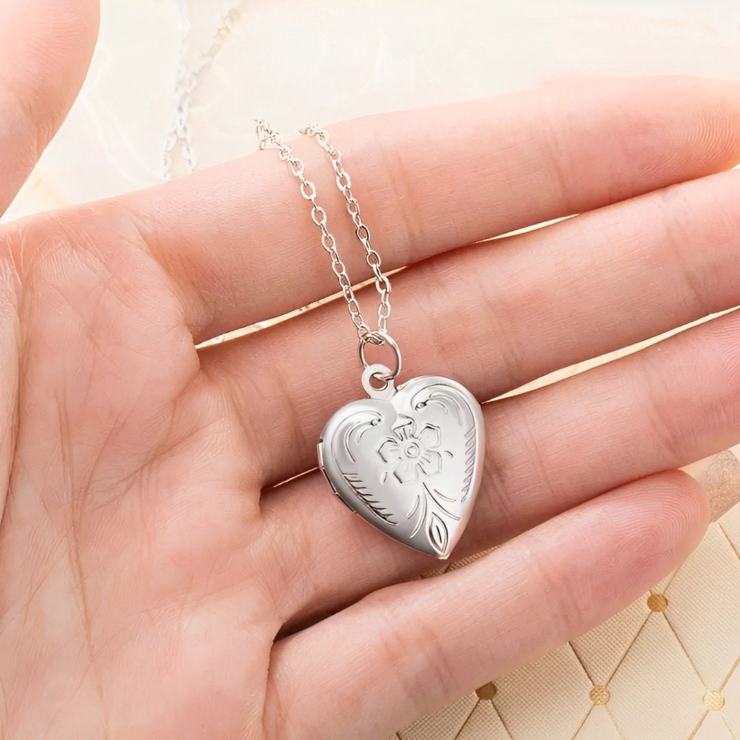 Heart Locket Necklace with Custom Photo