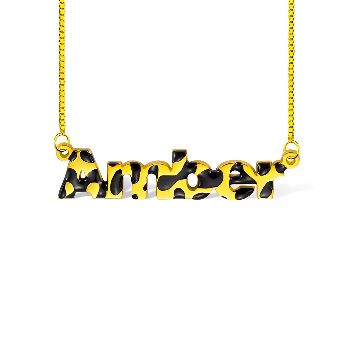 Personalized Leopard Print Name Necklace