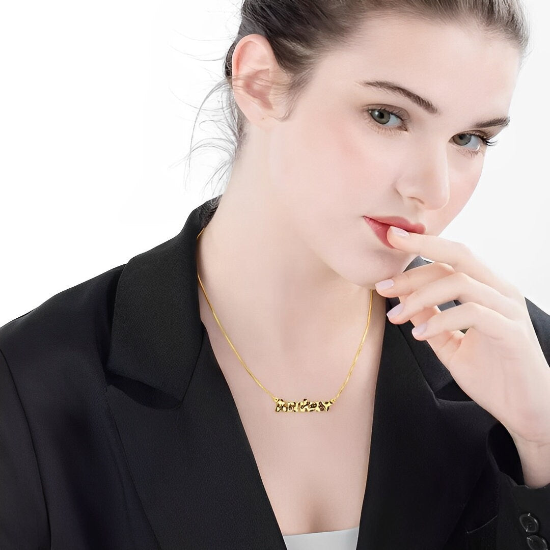 Personalized Leopard Print Name Necklace