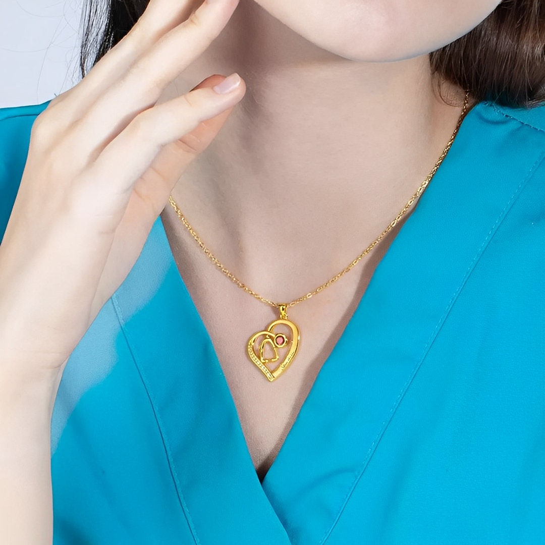 Stethoscope Name Necklace with Birthstone