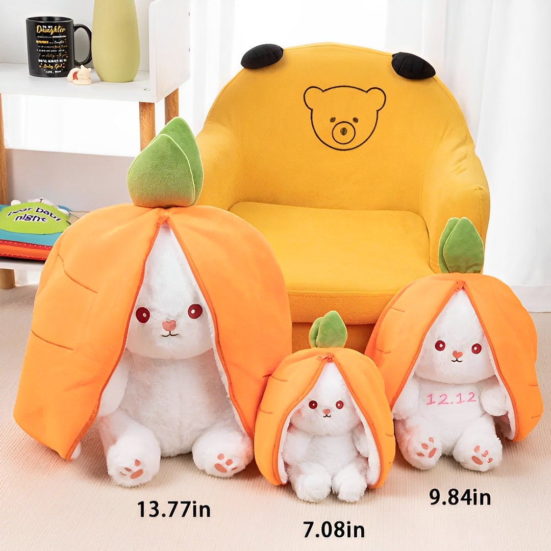 Easter Bunny Plush Toy - Custom Name & Year, Transforms to Carrot, Unique Personalized Kids Easter Gifts