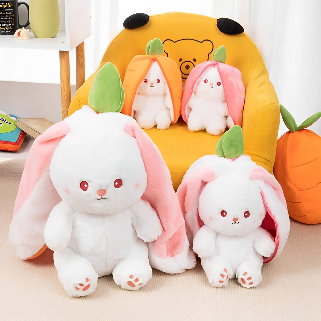 Easter Bunny Plush Toy - Custom Name & Year, Transforms to Carrot, Unique Personalized Kids Easter Gifts