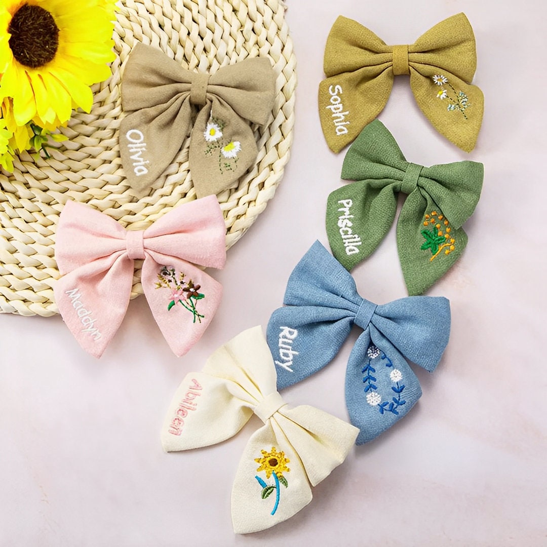 Personalized Embroidered Hair Bow