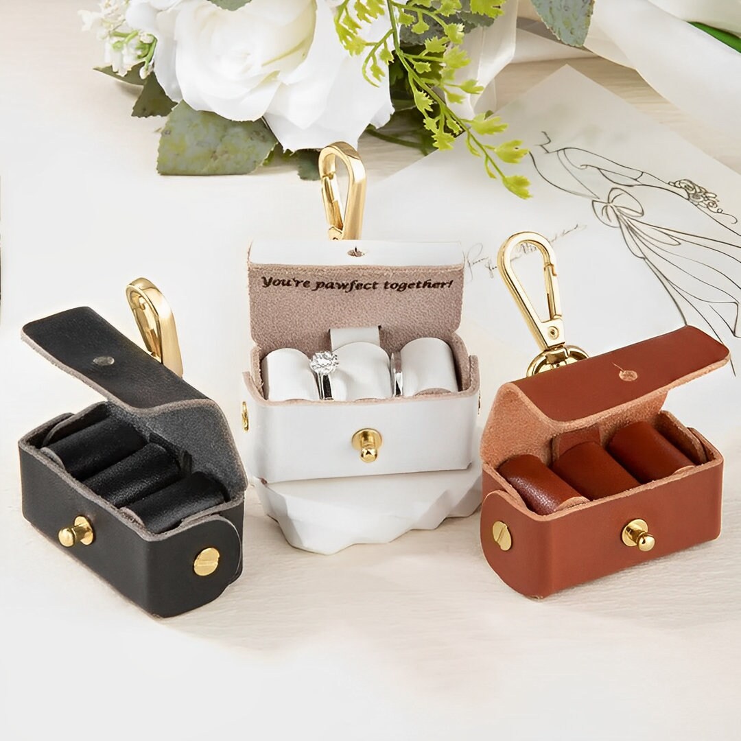 Personalized Wedding Ring Bearer Pouch for Dogs with Collar Attachment